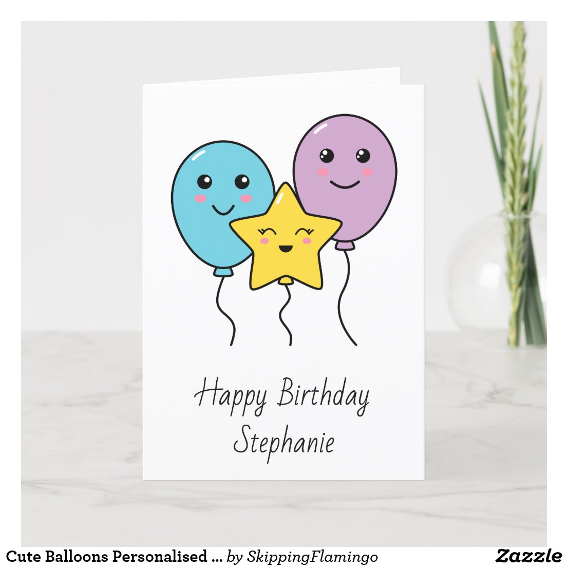 Cute Balloons Personalized Happy Birthday Card
